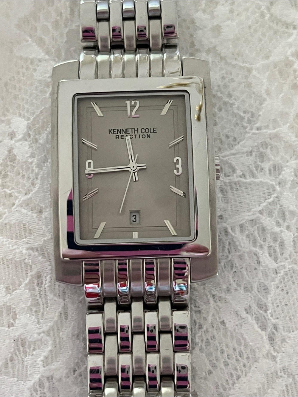 Kenneth Cole Reaction Men's Silver Stainless Steel Rectangular Watch